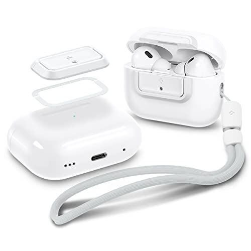 Spigen Lock Fit M [EZ FIT], Clip protettiva con Chiusura Sicura, Compatibile con Cuffie, AirPods Pro 2 (2023/2022) / AirPods Pro (2019) e con cinturino Bianco