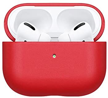 HAOBOBRO Custodie Compatibile con AirPods Pro Realizzata a mano Protettiva Cover in Pelle di Bovina Compatibile con la ricarica wireless Custodia in pelle per AirPods Pro Rosso