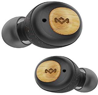 Marley House of  Champion True Wireless, Auricolari Bluetooth 5.0 Compatti con Custodia Ricaricabile a Ricarica Rapida, Include 3 Paia di Auricolari Gel Multiformato, Materiali Ecosostenibili, Nero