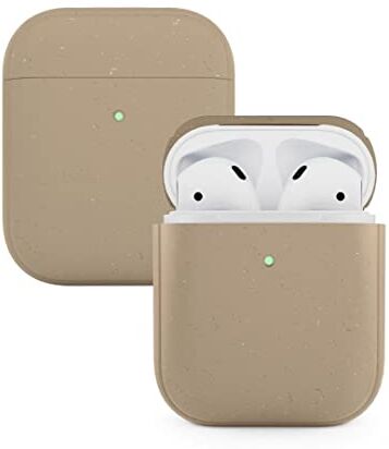 Woodcessories AirPods 1&2 custodia sostenibile compatibile con cover AirPods 1,2 AirPods Bio Case antibatterico (Beige)