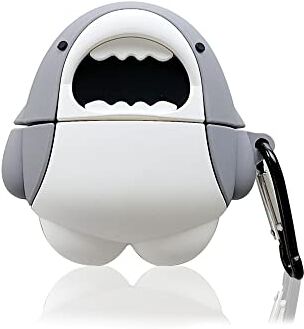 Funwaretech Cover AirPods 3 Generazione Custodia AirPods 3 Divertenti Silicone,3D Cartoni Animati AirPod 3 con Moschettone Portachiavi [Antiurto & Supporto Ricarica Wireless] (Airpods 3)-Shark