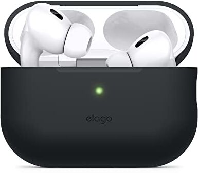 elago Cover Silicone Compatibile con Apple AirPods Pro 2a Generazione (2022), Custodia protettiva, LED Frontale Visibile, Supporta la Ricarica Wireless (Nero)