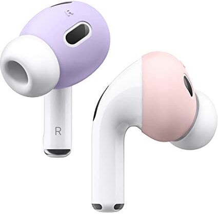 elago [Adatta alla Custodia] Ear Tips Gommini di Ricambio per le Orecchie Compatibile con Apple AirPods Pro 2, Copertura in Silicone Antiscivolo, Senza Polvere (2 Paia di 2 Colori) (Rosa/Lavanda)