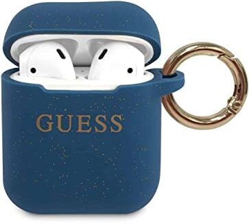 GUESS Cover ad anello in silicone per Apple Airpods, colore: Blu