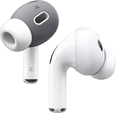 elago [Adatta alla Custodia] Ear Tips Gommini di Ricambio per le Orecchie Compatibile con Apple AirPods Pro 2, Copertura in Silicone Antiscivolo, Senza Polvere (2 Paia di 2 Colori) (Grigio/Bianco)