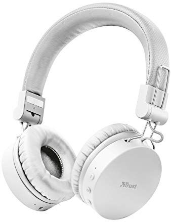 Trust Mobile Tones Cuffie Bluetooth senza Fili On-Ear Wireless (25 Ore di Tempo di Utilizzo, Microfono Integrato, Driver da 40 mm, Design Ripiegabile) Bianca