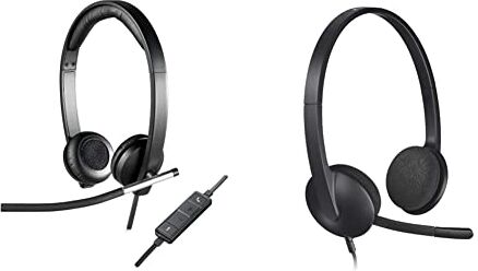 Logitech H650e Cuffie Cablate, Stereo Con Microfono a Cancellazione di Rumore, USB & H340 Cuffie Cablate per Computer, Cuffie Stereo con Microfono e Audio Digitale