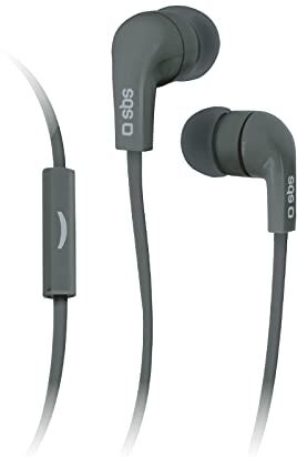 SBS Auricolari stereo leggeri, cavo piatto antigroviglio, connettore jack universale per smartphone e tablet Samsung, Xiaomi, Oppo, Huawei, microfono integrato, per musica e chiamate, nero