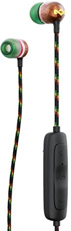 Marley House of  Cuffie Wireless 2 In-Ear con Isolamento Acustico Bluetooth, 9 Ore di Riproduzione con Ricarica Rapida, IPX-4, Microfono Certificato FSC, Taglia Unica, Multicolore (Rasta)