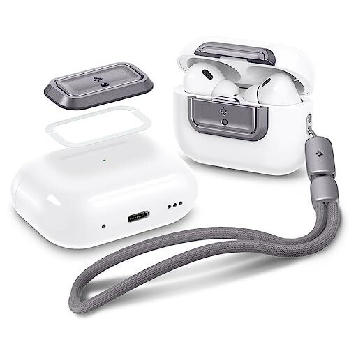 Spigen Lock Fit M [Ez Fit], Clip Protettiva con Chiusura Sicura, Compatibile con Cuffie, AirPods PRO 2 (2023/2022) / AirPods PRO (2019) e con Cinturino Grigio