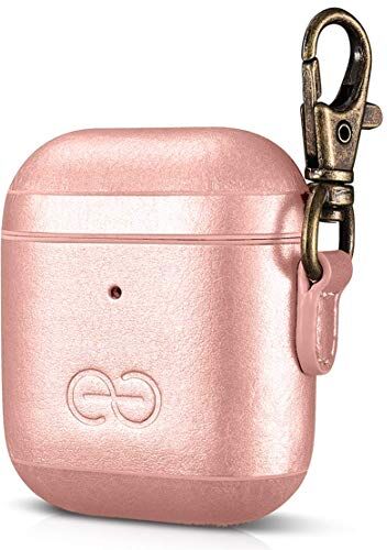 dreem Om AirPods 1 & 2 Custodia in pelle vegana con clip Compatibile con auricolari wireless Bluetooth Apple per iPhone Rosa