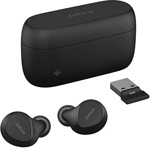 Jabra Evolve2 Buds Bluetooth In-Ear True Wireless, Cancellazione Attiva del Rumore (ANC), MultiSensor Voice a 4 microfoni Certificati MS Teams, Funzionano con Tutte le App per Runioni Nero