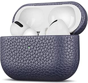 HAOBOBRO Custodie AirPods Pro Realizzata a mano Protettiva Cover in Pelle per AirPods Pro Compatibile con la ricarica wireless Custodia in pelle per AirPods Pro Blu scuro