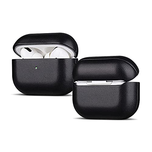 HAOBOBRO [Soft-touch Series] Cover AirPods Pro 2 Custodia in pelle per Apple AirPods Pro seconda generazione 2022 Realizzata a mano in vera pelle Protezione Full Body : Case Antiurto Nero