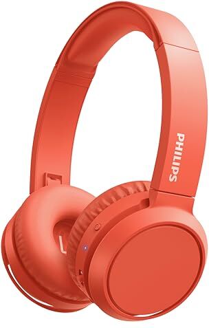 Philips H4205RD/00 Cuffie Bluetooth con Tasto Bass Boost, Bluetooth, 29 Ore di Riproduzione, Funzione Ricarica Rapida Isolamento dai Rumori, Richiudibile, Rosa (Red)