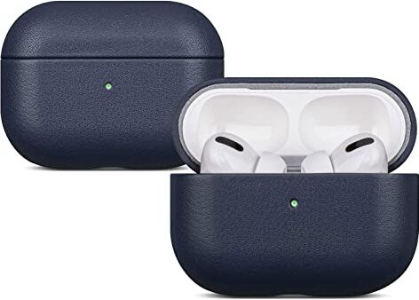 HAOBOBRO [Nappa Series] Cover AirPods Pro Custodia in pelle per Apple AirPods Pro Realizzata a mano in vera pelle Protezione Full Body : Case Antiurto Blu