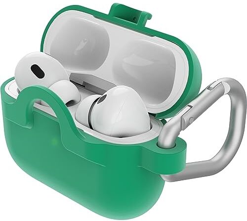 OtterBox Custodia Soft Touch per AirPods Pro (1.ª generazione / 2.ª generazione), soffice al tatto, antishock, graffi e cadute, sottile con moschettone, Verde Chiaro