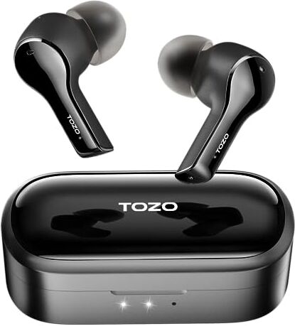 TOZO T9 Cuffie Bluetooth, Auricolari Bluetooth 5.3 con Mic Stereo, In Ear Mini Cuffie Senza Fili Cancellazione Del Rumore Ambientale 4 Mic IPX7 Impermeabile Microfono Integrato Nero