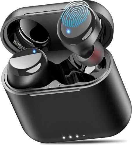 TOZO T6 Mini Cuffie Bluetooth, Auricolari Bluetooth 5.3 con Design Ergonomico, 50 Ore APP EQ Personalizzabile, IPX8 Impermeabile Nuova Versione Aggiornata, Nero