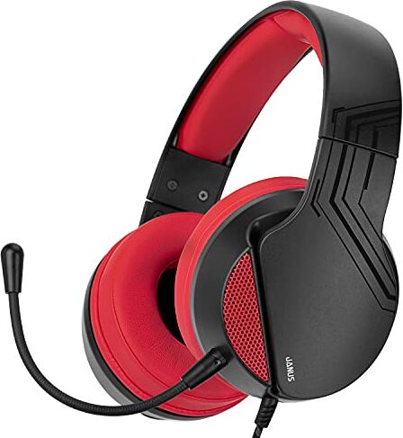 NITHO JANUS Cuffie Gaming per PC/PS4/PS5/Switch/Xbox One/Xbox serie X/S/Mobile/Tablet, Microfono Rimovibile, Cuscinetti Auricolari a Doppio Strato, Jack Audio 3.5 mm Rosso