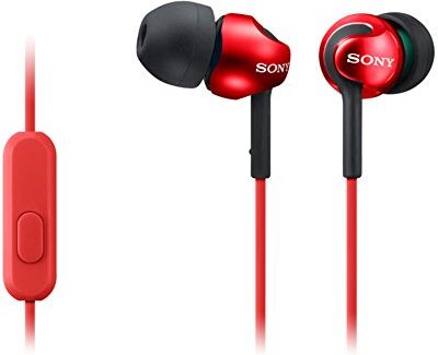 Sony MDREX110AP Cuffie In-Ear con Microfono, Auricolari in Silicone, Rosso