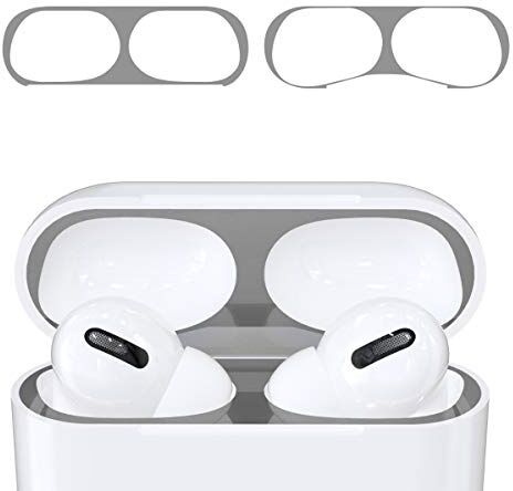 kwmobile 2X Antipolvere Compatibile con Apple AirPods PRO Protezione Interna parapolvere Sticker antisporco Auricolari Argento