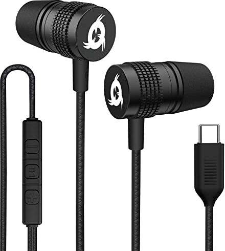 KLIM F1 Auricolari con filo e microfono + Garanzia di 5 anni + Auricolari in ear con cuscinetti in memory foam + Compatibile con Samsung Xiaomi Huawei Apple + USB-C + NOVITÀ 2022