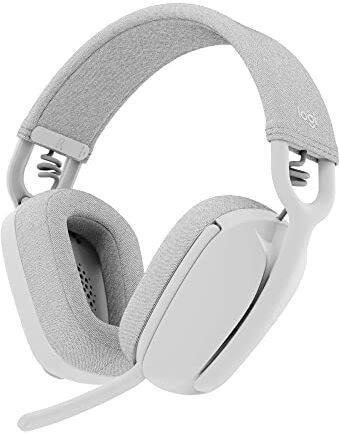 Logitech Zone Vibe 100 Cuffie Wireless Over-Ear Leggere con Microfono con Eliminazione del Rumore, Auricolare Bluetooth Multipoint, Compatibile con Teams, Google Meet, Zoom, Mac/PC Bianco