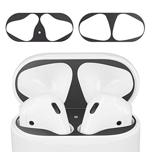 kwmobile 2x Antipolvere compatibile con Apple Airpods 1 & 2 protezione interna parapolvere Sticker antisporco auricolari nero