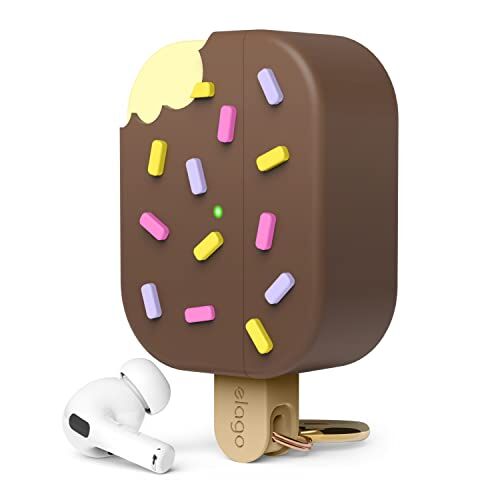 elago Cover Gelato Compatibile con AirPods Pro 2 Custodia Compatibile con AirPods Pro 2a Generazione, Moschettone Incluso, Supporta la Ricarica Wireless, Protezione Completa (Cioccolato)