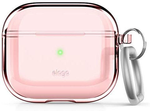 elago Custodia Trasparente con Portachiavi Compatibile con AirPods 3 Cover, Nastro in Gel Incluso, Ingiallimento Ridotto, Protezione Trasparente, Supporta la Ricarica Wireless (Lovely Rosa)