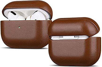 HAOBOBRO [Soft-touch Series] Cover AirPods Pro 2 Custodia in pelle per Apple AirPods Pro seconda generazione 2022 Realizzata a mano in vera pelle Protezione Full Body : Case Antiurto Marrone