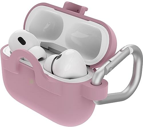 OtterBox Custodia Soft Touch per AirPods Pro (1.ª generazione / 2.ª generazione), soffice al tatto, antishock, graffi e cadute, sottile con moschettone, Rosa