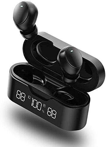 Gamma2 Cuffie Bluetooth in-ear con microfono, senza fili tocco, tempo di riproduzione 30H, cancellazione del rumore DeepBass, IPX7, ideali per correre o viaggi, , L, cuffie Bluetooth nere