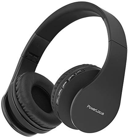 PowerLocus Cuffie Wireless Over-Ear, Cuffie Bluetooth Senza Fili Pieghevoli, Cuffie con Microfono Incorporato, HiFi Stereo, Micro SD/TF, FM per Viaggio/Telefono/PC/Ufficio (Nero)