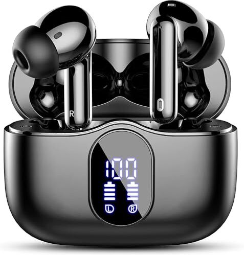 Btootos Cuffie Bluetooth, Auricolari Bluetooth 5.3 con 4 Mic, Cuffie Wireless In Ear HiFi Stereo, Cuffiette Bluetooth 36 Ore LED Display, Cuffie Senza Fili IP7 Impermeabili, USB-C, Touch Control, Nero(2024)