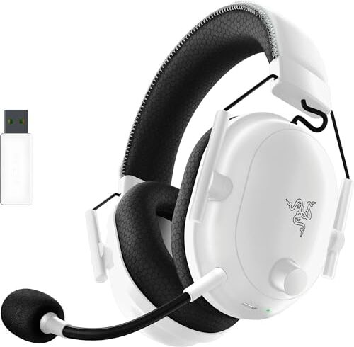 Razer BlackShark V2 Pro Cuffie wireless da esports (Microfono a banda super larga HyperClear, Driver TriForce in Titanio da 50 mm, Tecnologia HyperSpeed Wireless) Blanco