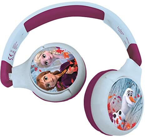 Lexibook Disney Frozen Cuffie Bluetooth 2-in-1 per bambini, Stereo senza fili cablato, cassaforte per bambini per ragazze, pieghevole, regolabile, blu/viola,