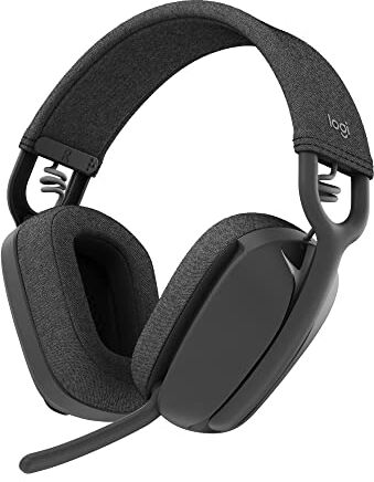 Logitech Cuffie auricolari wireless leggere Zone Vibe 100 con microfono antirumore, cuffie Bluetooth multipoint avanzate, compatibili con Teams, Google Meet, Zoom, Mac/PC grigie