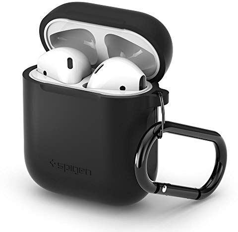 Spigen Silicone Fit Progettato per Apple Airpods 1 & 2 Custodia Cover Case [LED Frontale Non visibile] Nero