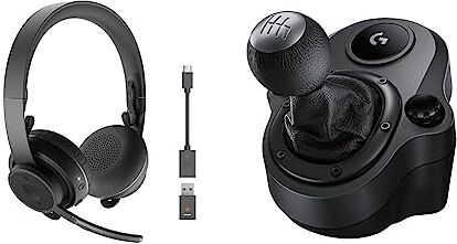 Logitech Zone 900 Cuffie Over Ear Wireless Bluetooth, Microfono Avanzato con Cancellazione del Rumore & Driving Force Leva di Cambio, 6 Marce di Velocità con manopola ad H