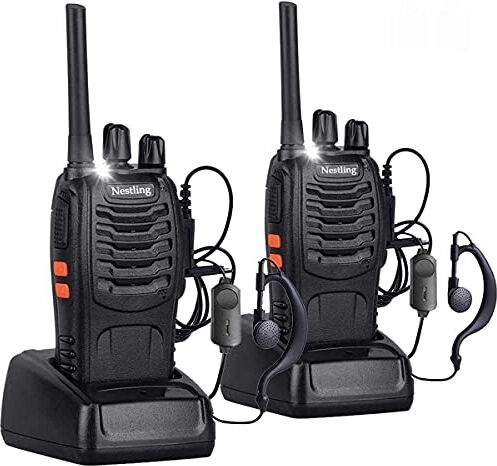 Nestling 2pz Walkie Talkie,88E Lunga Distanza 16 Canali Due-Via Radio FM Ricetrasmettitore Handheld con LED Luce Auricolare ed Auricolari Originali