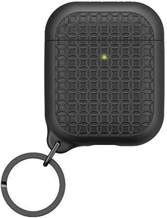 Catalyst Custodia Keyring per AirPods 1 e 2 Custodia AirPods in Silicone, Luce di Ricarica visibile, Extra Aderente, Portachiavi Incluso, Compatibile con per la Ricarica Wireless Nero