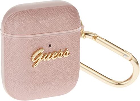 GUESS GUA2SASMP Custodia per AirPods, colore: Rosa Saffiano Script Metal Collection