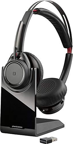 Plantronics Cuffie stereo Bluetooth"Voyager Focus UC B825", senza base di ricarica, con dongle USB-A BT, sensore intelligente, braccio microfono, riduzione del rumore, colore: Nero