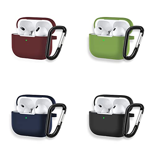 Phonix Custodia per Airpods Pro con Gancio Porta Chiavi  Cover Protettiva compatibile con Airpods Pro in Silicone (Nero Rosso Dark Blue Verde Chiaro) [Cuffie NON Incluse]