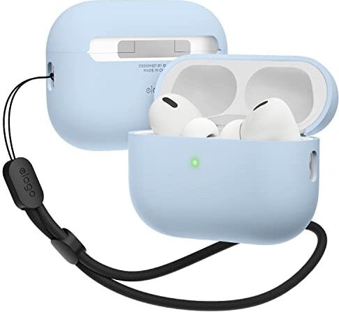 elago Liquid Hybrid Custodia Cover Compatibile con AirPods Pro 2a Generazione con Laccetto da Polso Triplo Strato di Protezione, Antiurto (Azzurro)