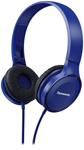 Panasonic RP-HF100ME-A Cuffie con Filo, On Ear, Suono Potente e Bilanciato, Compatte, Leggere e Pieghevoli, con Microfono, Blu