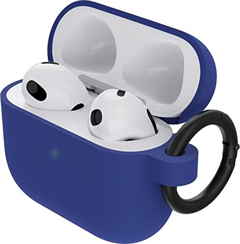 OtterBox Soft Touch Custodia per AirPods 3ª gen 2021, soffice al tatto, antishock, graffi e cadute, sottile con moschettone, Blu