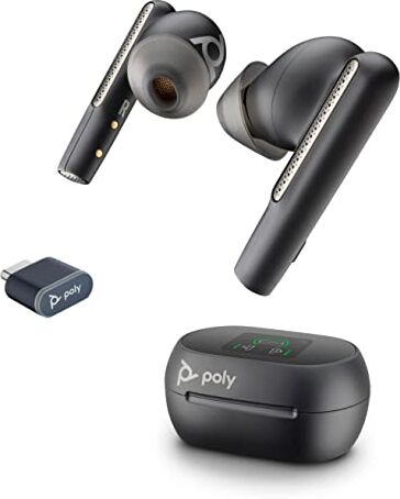 Plantronics Poly Voyager Free 60+, Auricolari con Connessione Bluetooth 5.3, USB-A e USB-C, Cancellazione Rumore, Cuscinetti S/M/L, Comandi sul Dispositivo, Autonomia 24 Ore, Compatibile con Windows e macOS, Nero